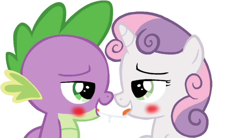 Spike X Sweetie Belle First Kiss By Nejcrozi - Little Pony Friendship Is Magic (1023x568)