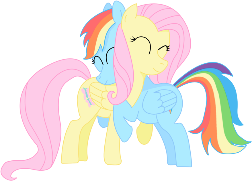 Rainbow Dash X Fluttershy Colored By Krzykelly On Deviantart - Cartoon (900x856)