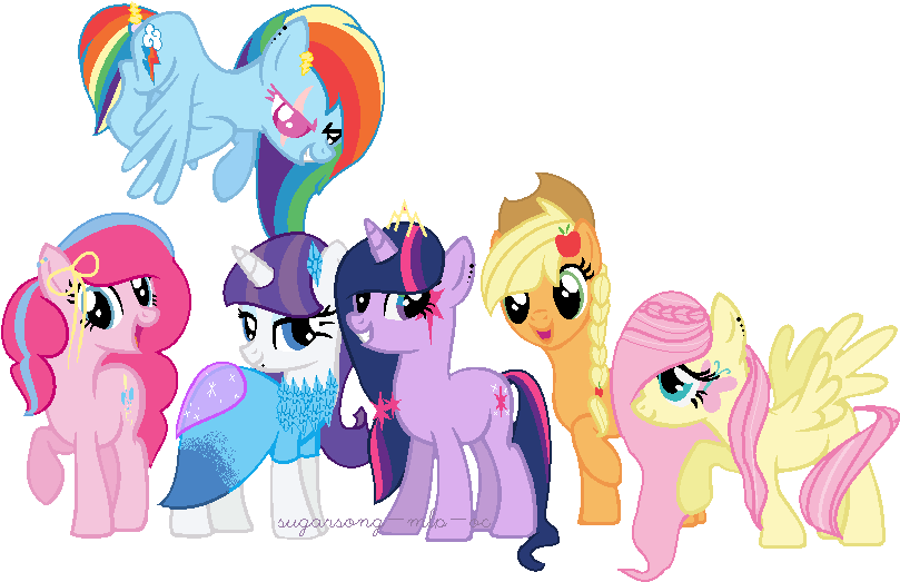 Mane 6 New Style - Drawing (828x568)