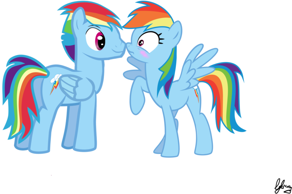Mlp Rainbow Dash And Fluttershy Kiss - Mlp Rainbow Blitz X Rainbow Dash (1091x733)
