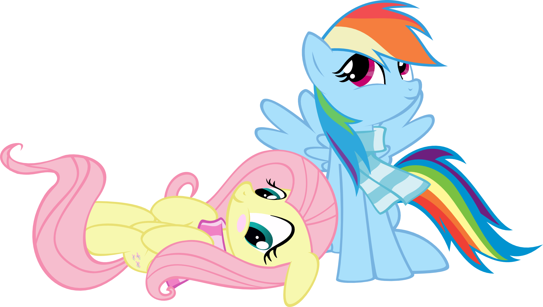 Fluttershy And Rainbow Dash By Muhmuhmuhimdead Fluttershy - Mlp Rainbow Dash X Fluttershy Fanfic (1875x1060)