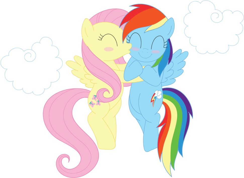 Free Rainbow Dash And Fluttershy Kiss - Cartoon (1052x760)