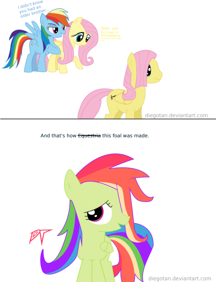 Rainbow Dash X Fluttershy Foal By Diegotan - Rainbow Dash (736x1084)