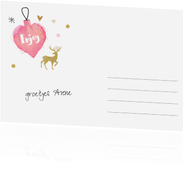 Hippe Ansichtkaart Kerstkaart Met Wit Als Basis Met - Heart (455x350)