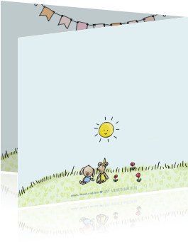 Bijzonder Lief Getekend Geboortekaartje Van Tweeling - Cartoon (455x350)