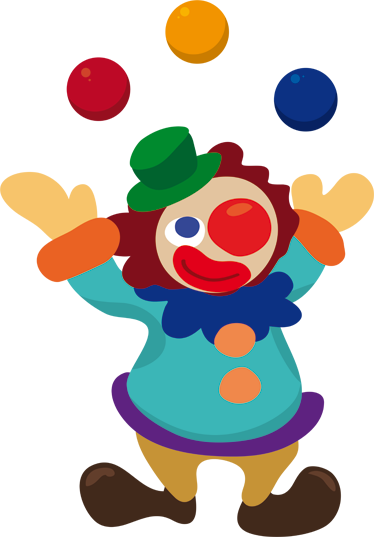 Juggling Clown Sticker - Clown Cartoon Png (374x537)