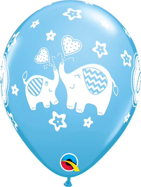 Elephant Baby Boy Latex - 11" Pale Blue 50 Count It's A Boy Elephants - Mylar (452x600)