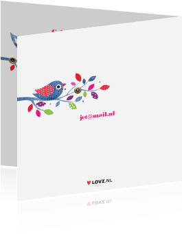 Mooi Babykaartje Met Vogels, Spijkerstof En Tak - Graphic Design (455x350)