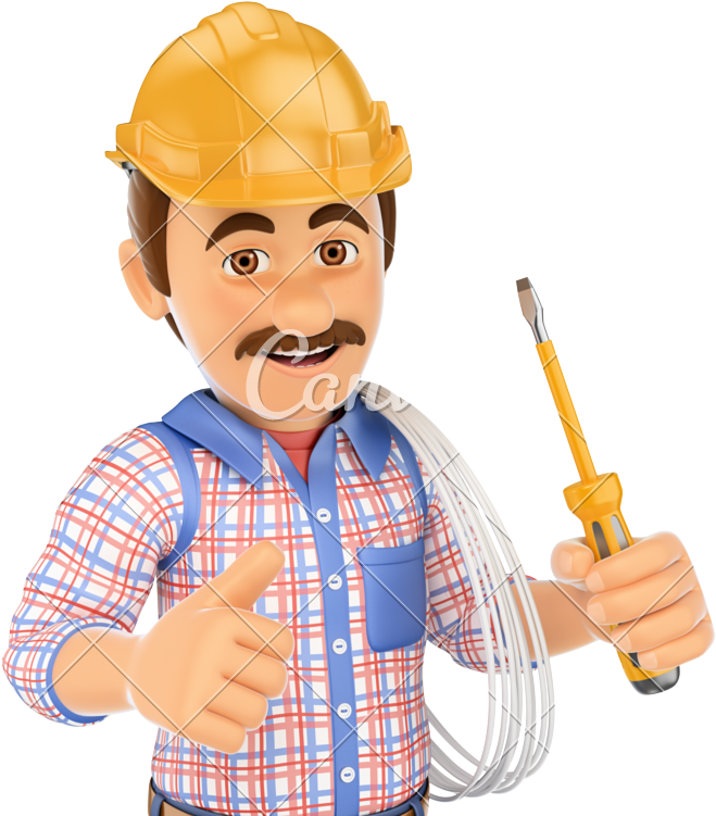 3d Electrician With A Screwdriver - Screwdriver (733x800)