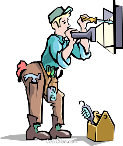 Electrician With - Electric Man Clipart (405x480)