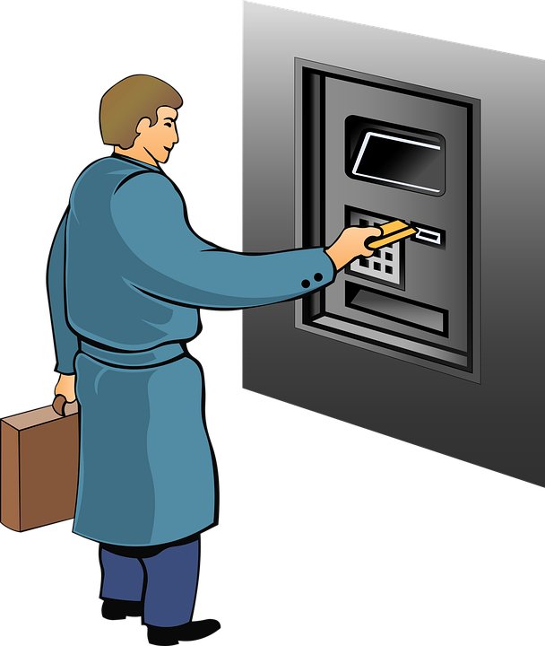 Bank Atm Business - Send Money Via Atm Animated (608x720)