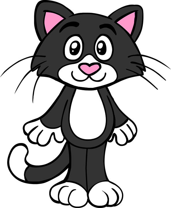 Cat, Feline, Cute, Happy, Smiling, Cartoon Character - Kedi Çizgi Film Karakterleri (593x720)