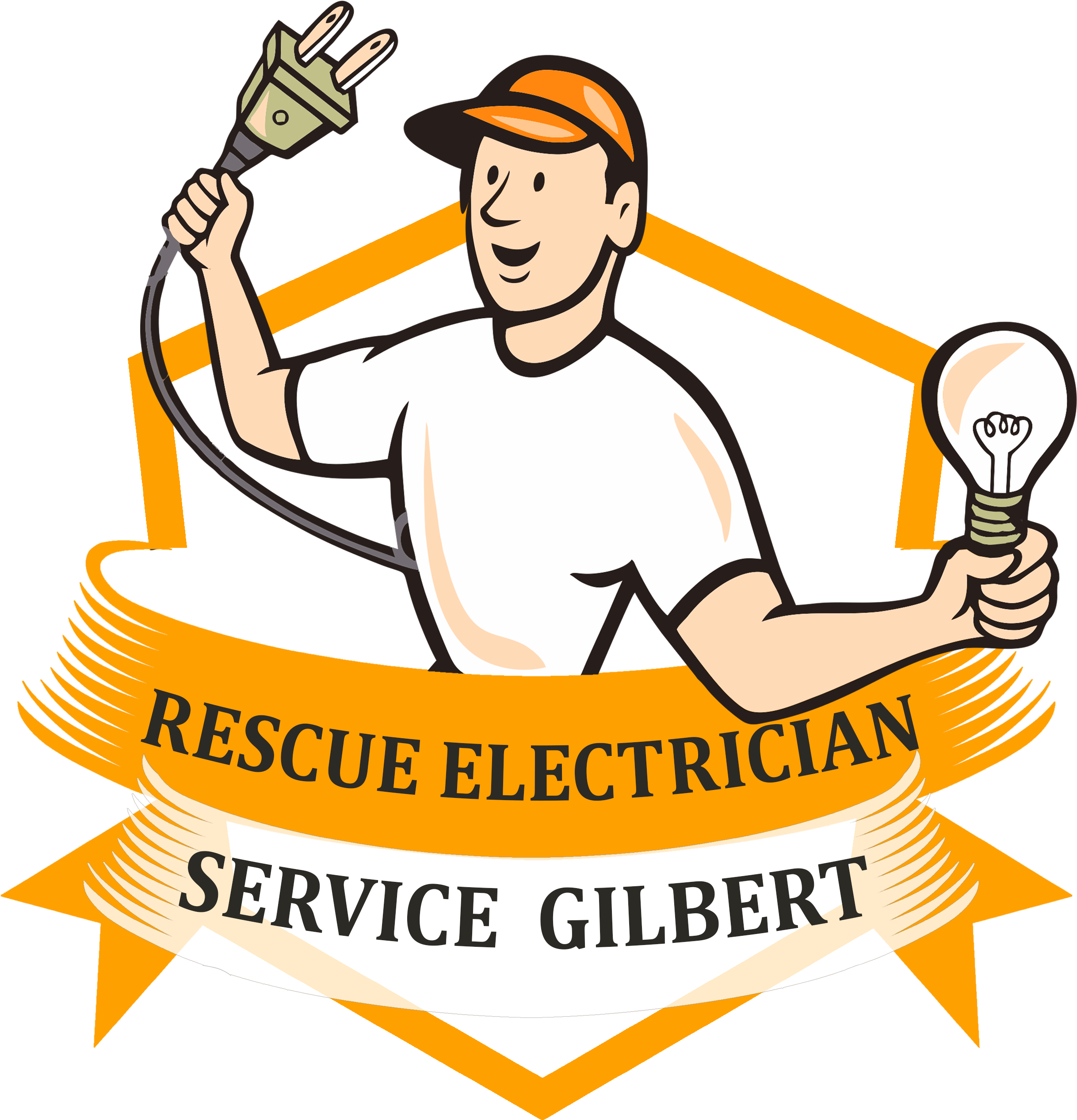 Electrician Hold Electric Plug And Bulb Cartoon Card (2465x2564)