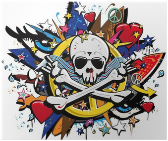 Graffiti Skull And Bones Skeletonl Pop Art Illustration - Rise And Decline Of The Third Reich (400x400)