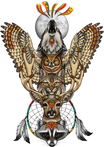 This Illustration Was Inspired My Native American Totem - Totem Native American Deer (428x600)