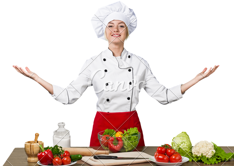 Juggler Female Asian Cook Against Color Background - Cook Woman Png (800x566)