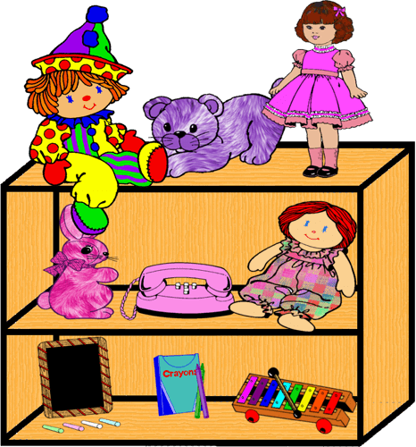 Toy Store Clipart Art - Toys On Shelf Clipart (466x500)
