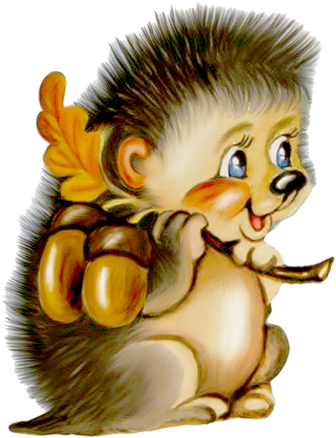 Скрап Клипарт «cartoon Filii Clipart» На Яндекс - Autumn Hedgehog Clipart (383x500)