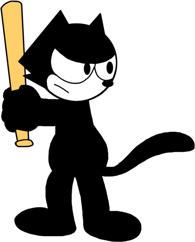 Felix With Baseball Bat By Marcospower1996 - Cat With A Baseball Bat (894x894)