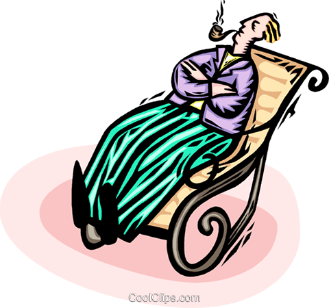 Sitting In A Rocking Chair Smoking A Pipe Royalty Free - Illustration (480x450)