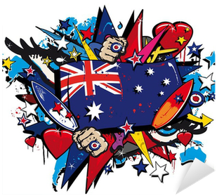 Graffiti Australia Flag Pop Art Aussie Illustration - F-08e らくらくホン らくらくスマートフォン2 ドコモ スマホケース 000270 クール ハードケース (400x400)