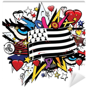 Drapeau Bretagne Breizh Graffiti Tag Pop Art Illustration - Gwenn Ha (400x400)