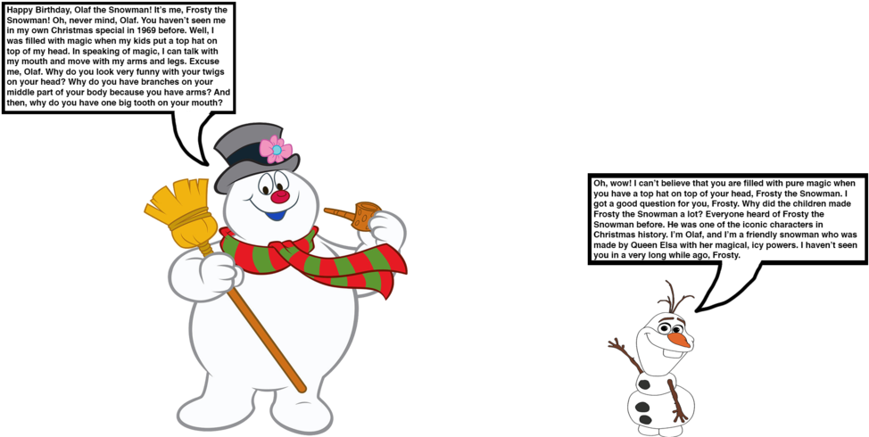 Olaf The Snowman Meets Frosty The Snowman By Darthranner83 - Advanced Graphics 2122 Frosty The Snowman - 63" X 49" (1024x528)