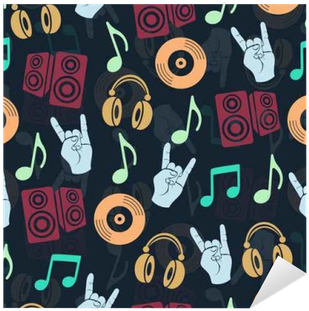 Musical Vector Background, Music Accessories Seamless - Audifonos Dibujo En Blanco Y Negro (400x400)