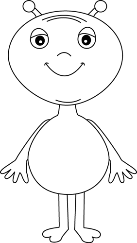 Black And White Alien - Outline Of An Alien (282x500)
