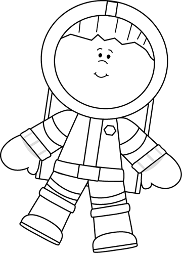 Black And White Boy Astronaut Floating - My Cute Graphics Clipart Black And White (360x500)