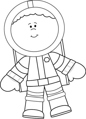 Black And White Little Boy Astronaut - Astronaut Clipart Black And White (362x500)