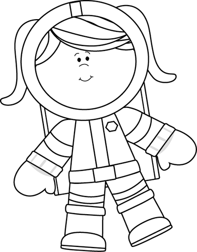 Black And White Girl Astronaut Floating - Draw A Girl Astronaut (391x500)