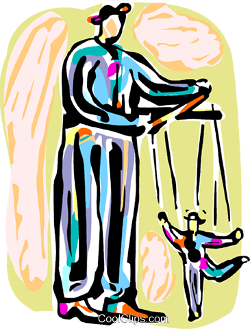 Puppet Master Performing Royalty Free Vector Clip Art - Puppet Master Performing Royalty Free Vector Clip Art (365x480)