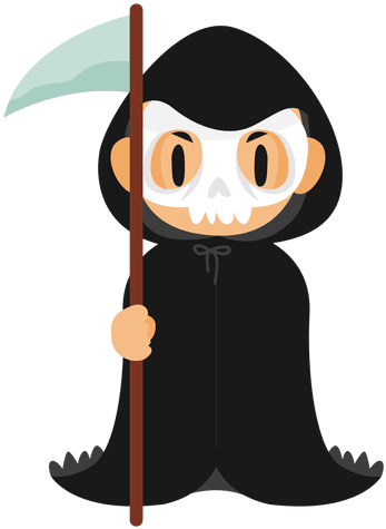 Executioner Cartoon Halloween Costume Transparent Png - Cute Cartoon Boy In A Grim Reaper Costume Boy's White (512x512)