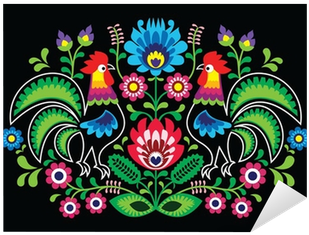 Polish Floral Embroidery With Cocks - Embroidery (400x400)