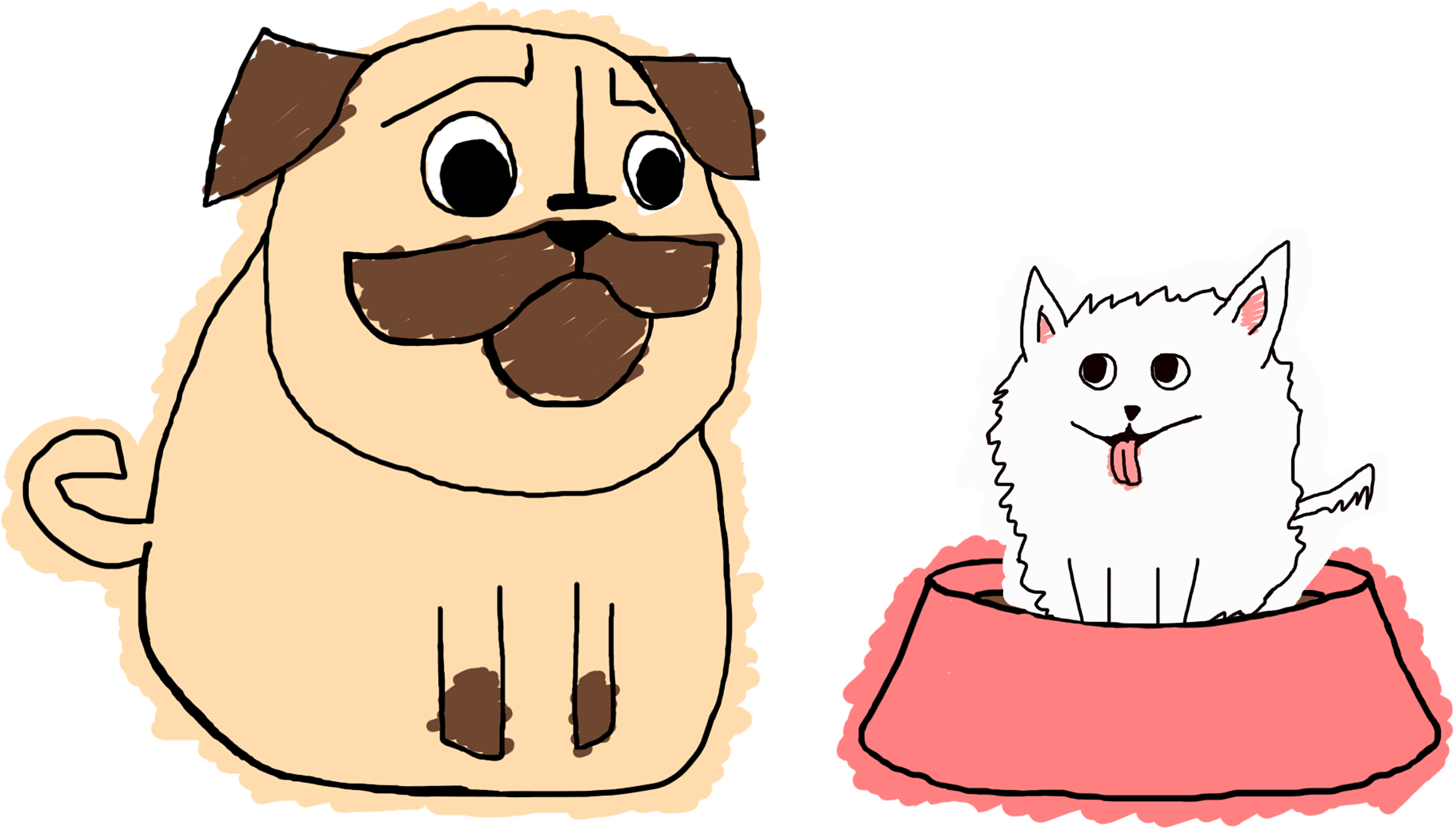 2pug And Chihuahua 1 X3072 - Cat Yawns (3072x3072)