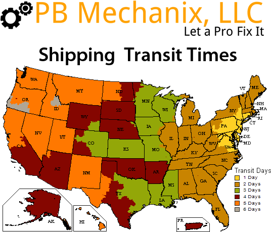 These Prices Include Ups Ground To The Lower 48 Us - Transit Time Ups Ground Map (546x479)
