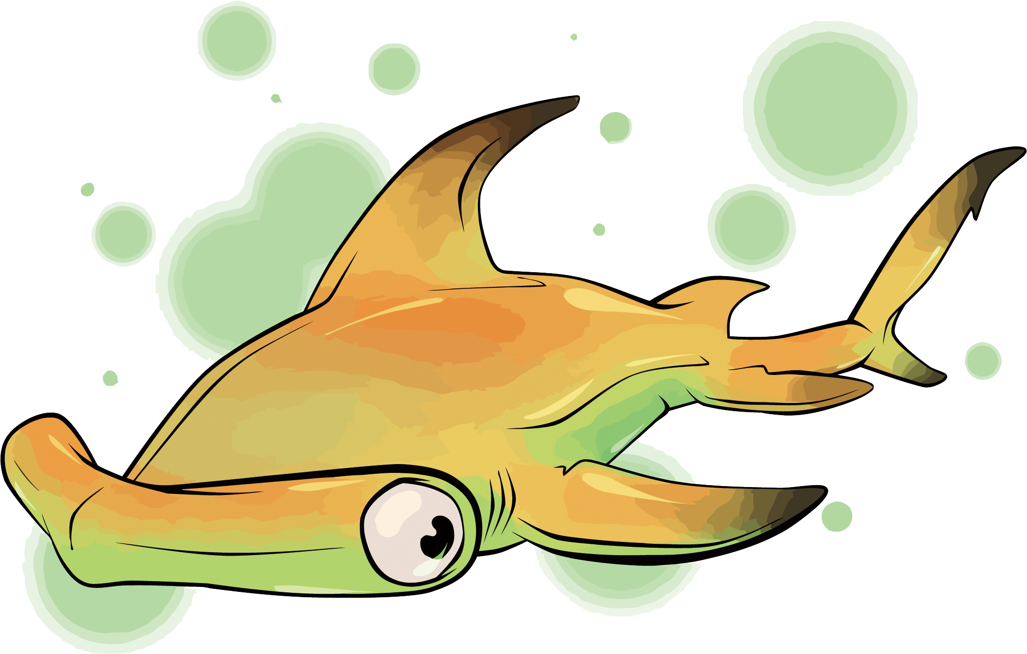 Hammerhead Shark Cartoon Clip Art - Hammerhead Shark Cartoon Clip Art (2250x1500)