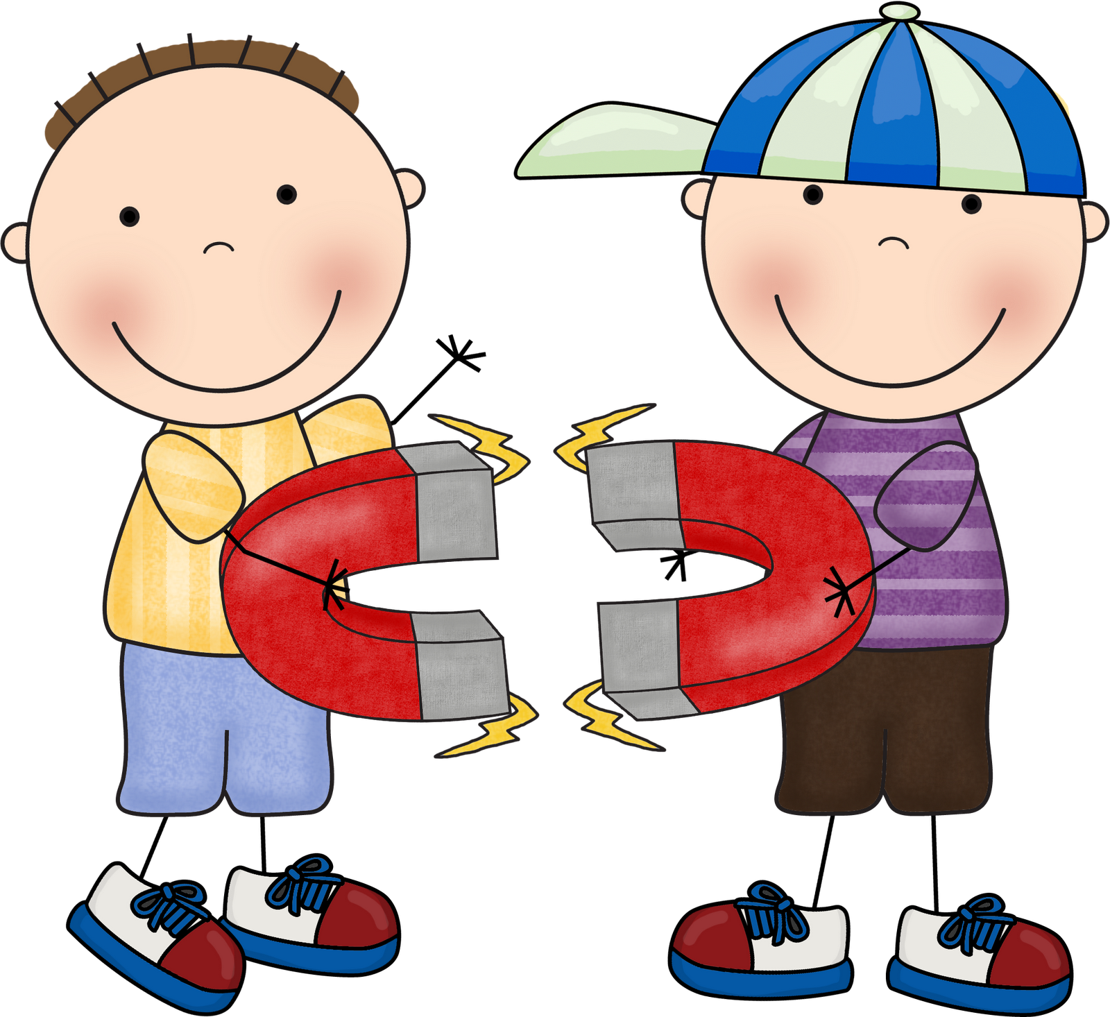 Magnetism Clipart School Science - Kids With Magnets Clipart (1600x1466)