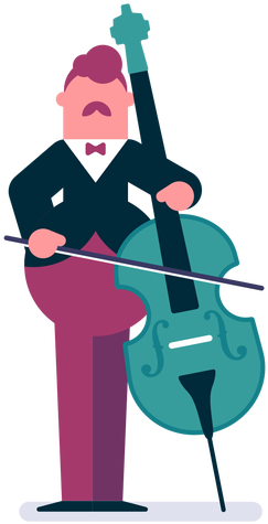 Orchestra Cellist Cartoon Transparent Png - Dibujo Png La Orquesta (512x512)