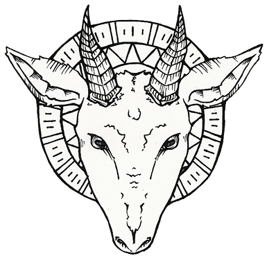 Capricorn Head Tattoo Design - Satanic Goat Head Png (432x440)