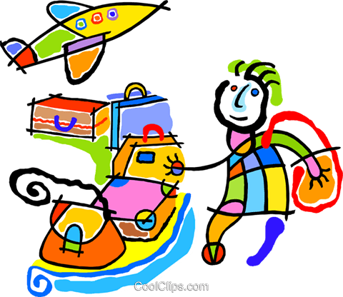 Luggage Royalty Free Vector Clip Art Illustration - Viagem De Aviao Clipart (480x416)