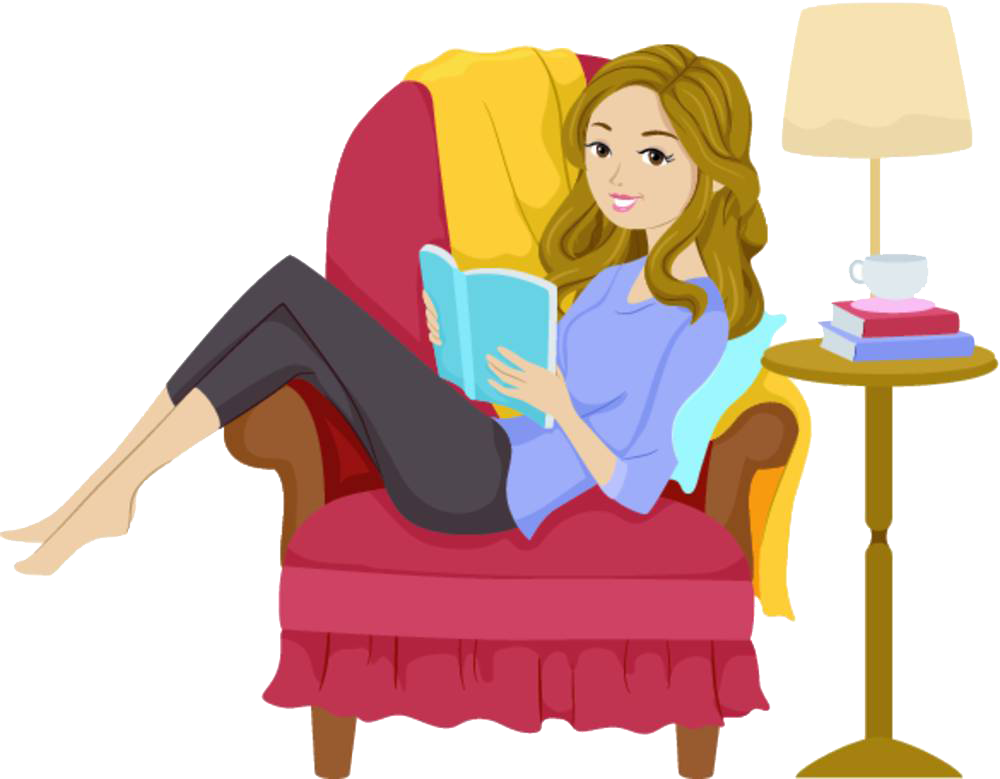 Reading Girl Book Clip Art - Cartoon Reading Woman (1000x779)