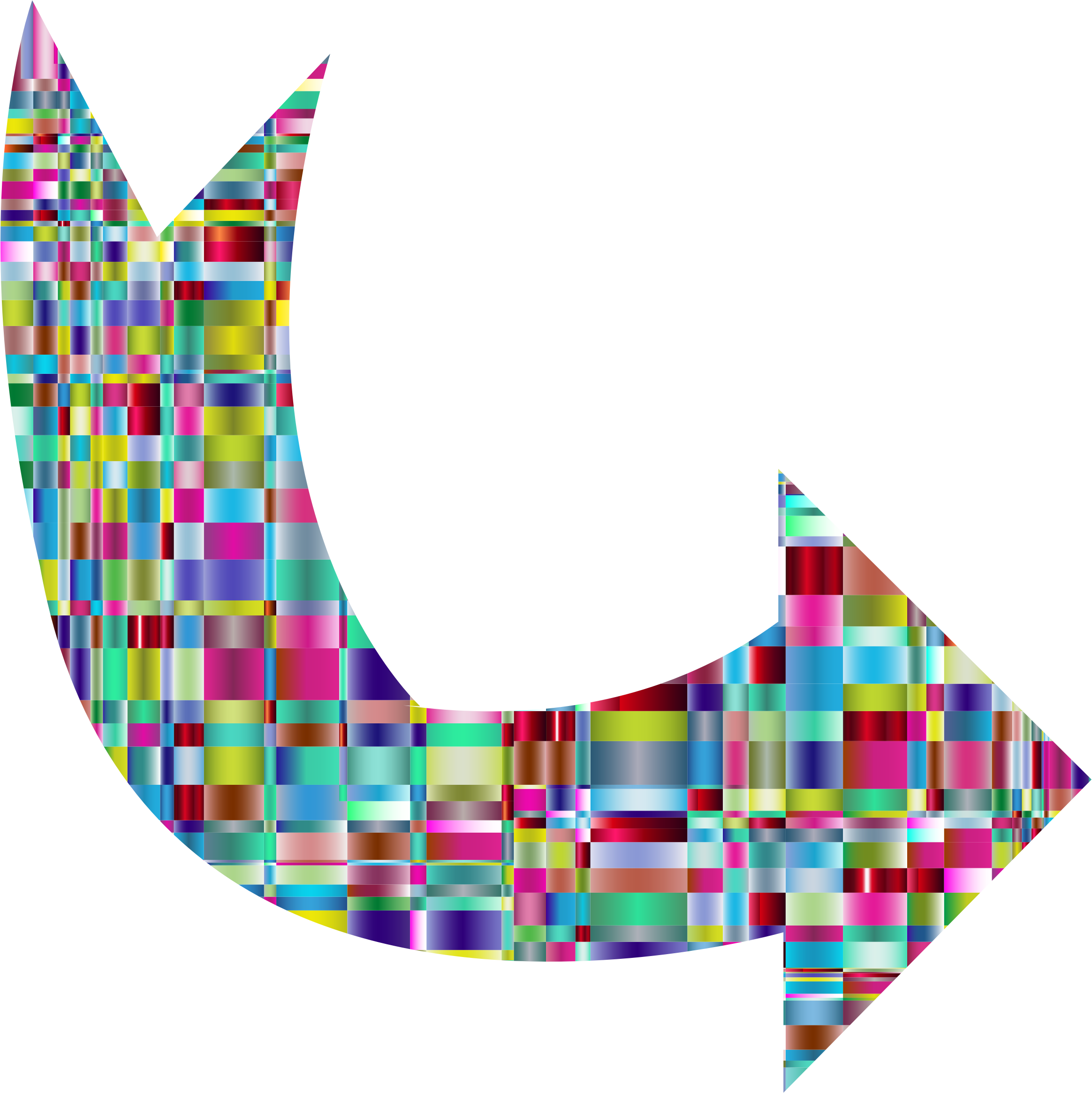 Checkered Crystalline Curved Arrow - Colorful Curved Arrow (2328x2330)