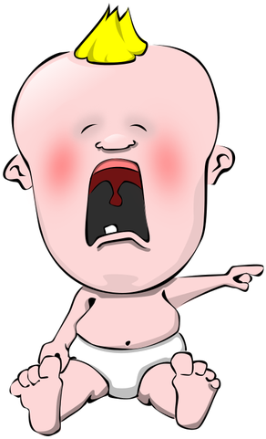 Crying Baby Vector Caricature - Cartoon Baby Crying Png (386x500)