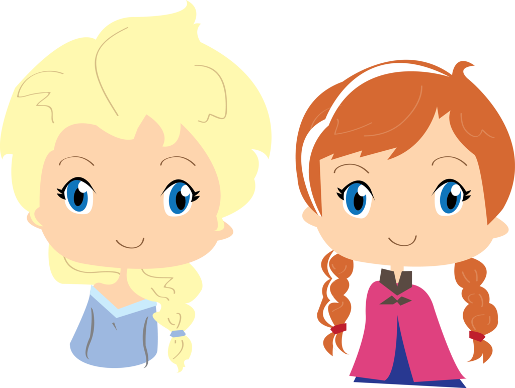 Elza And Anna Vector - Convite Frozen Cute (1024x772)