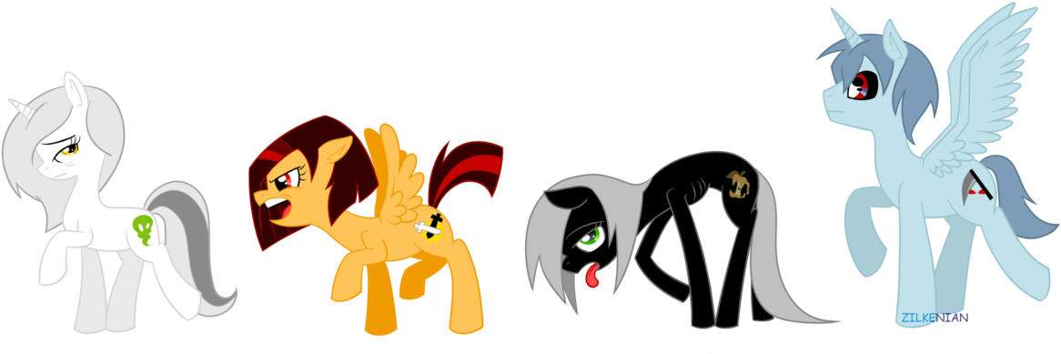 The Four Ponies Of The End And The Beginning By Zilkenian - Cartoon (1280x410)
