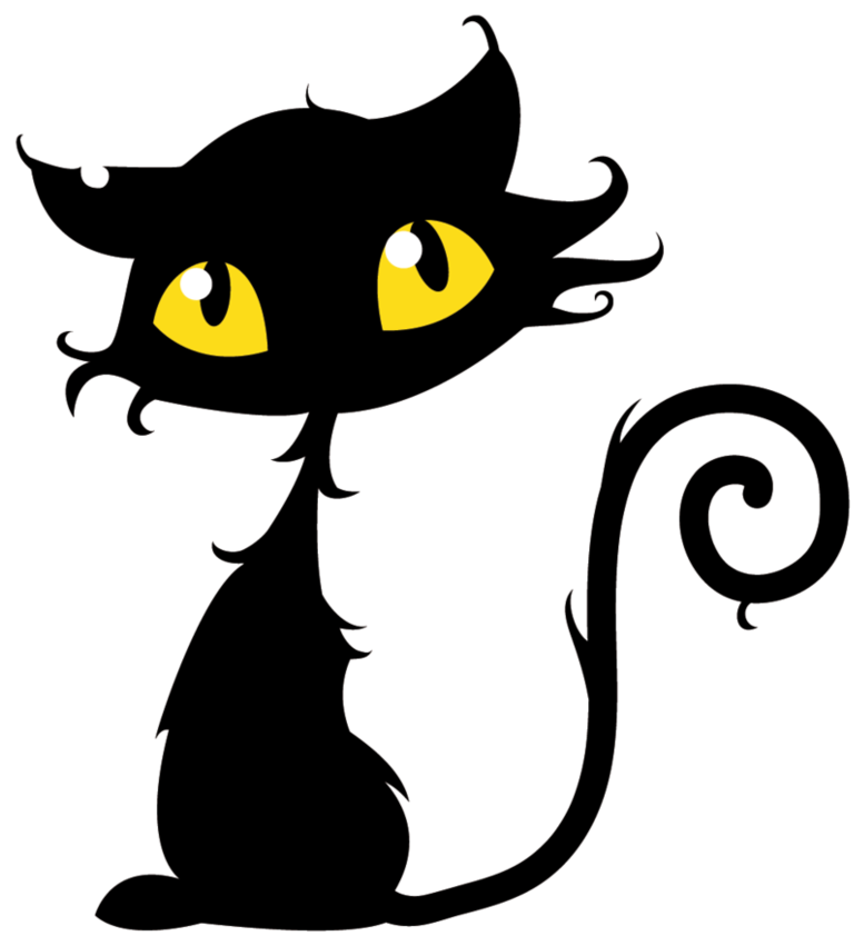Crazy Cat Clipart - Halloween Black Cat Vector (869x920)