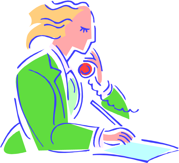 Woman Writing Telephone - Clip Art (750x714)