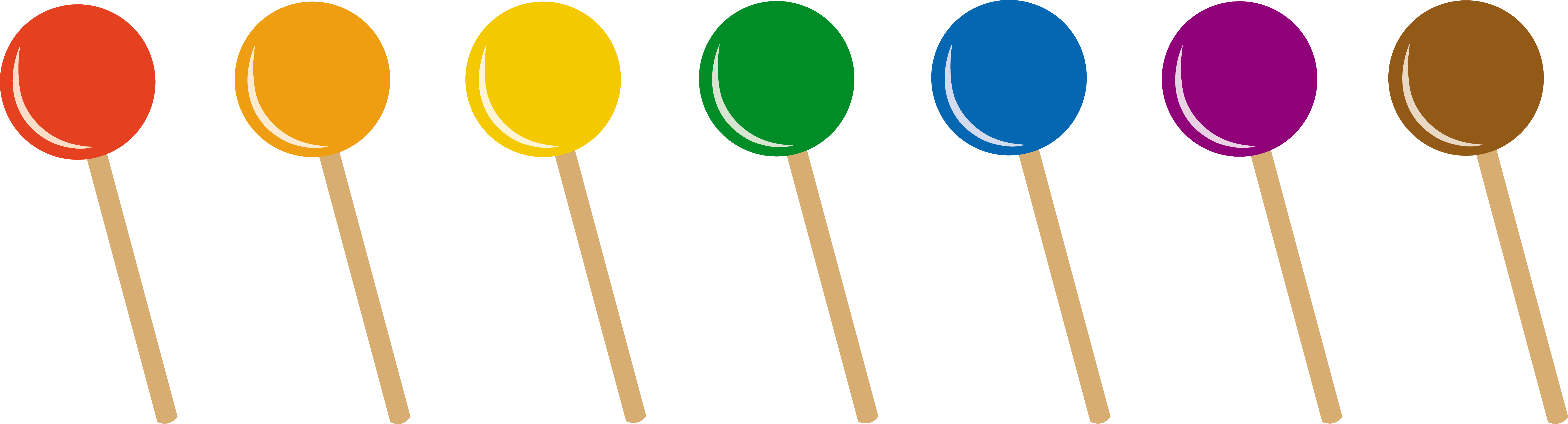 Free Lollipop Cliparts - Seven Objects Clipart (7438x2012)